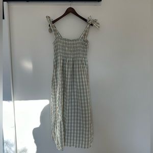 Mango Gingham Smocked Strappy Dress